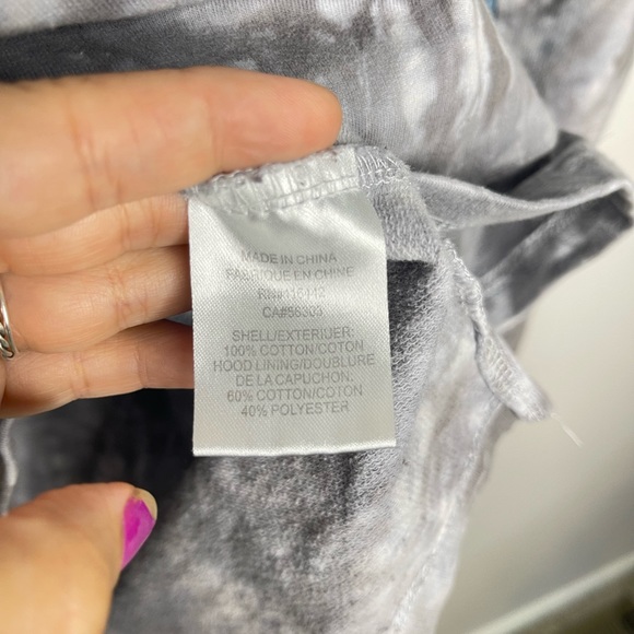 Empyre Tie Dye Gray White Blue Hooded Skater Sweater  Front Pocket Size Large - Picture 10 of 10